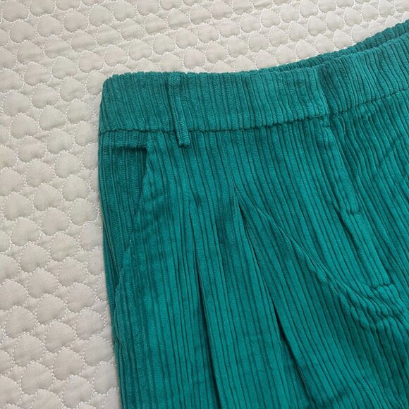 NWT Farm Rio Corduroy Wide Leg Pants Size L Green High waist - Picture 6 of 11